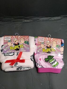 2pack Popeye‎ and olive oil pink graphic printed boy shorts and plush shorts new